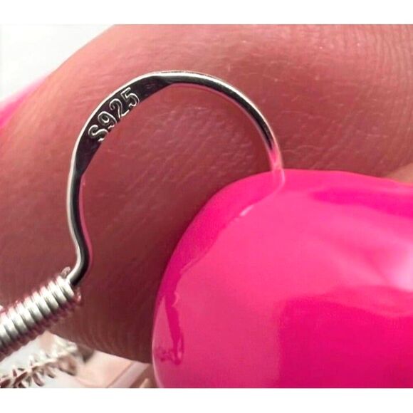 Fire Quartz Heart Dangle Earrings - Silver - Picture 2 of 5